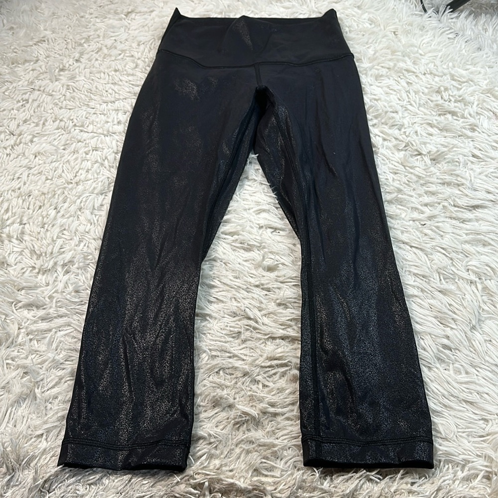Lululemon Wunder Under Crop High-Rise *Foil 21" Luminosity Foil Print Black